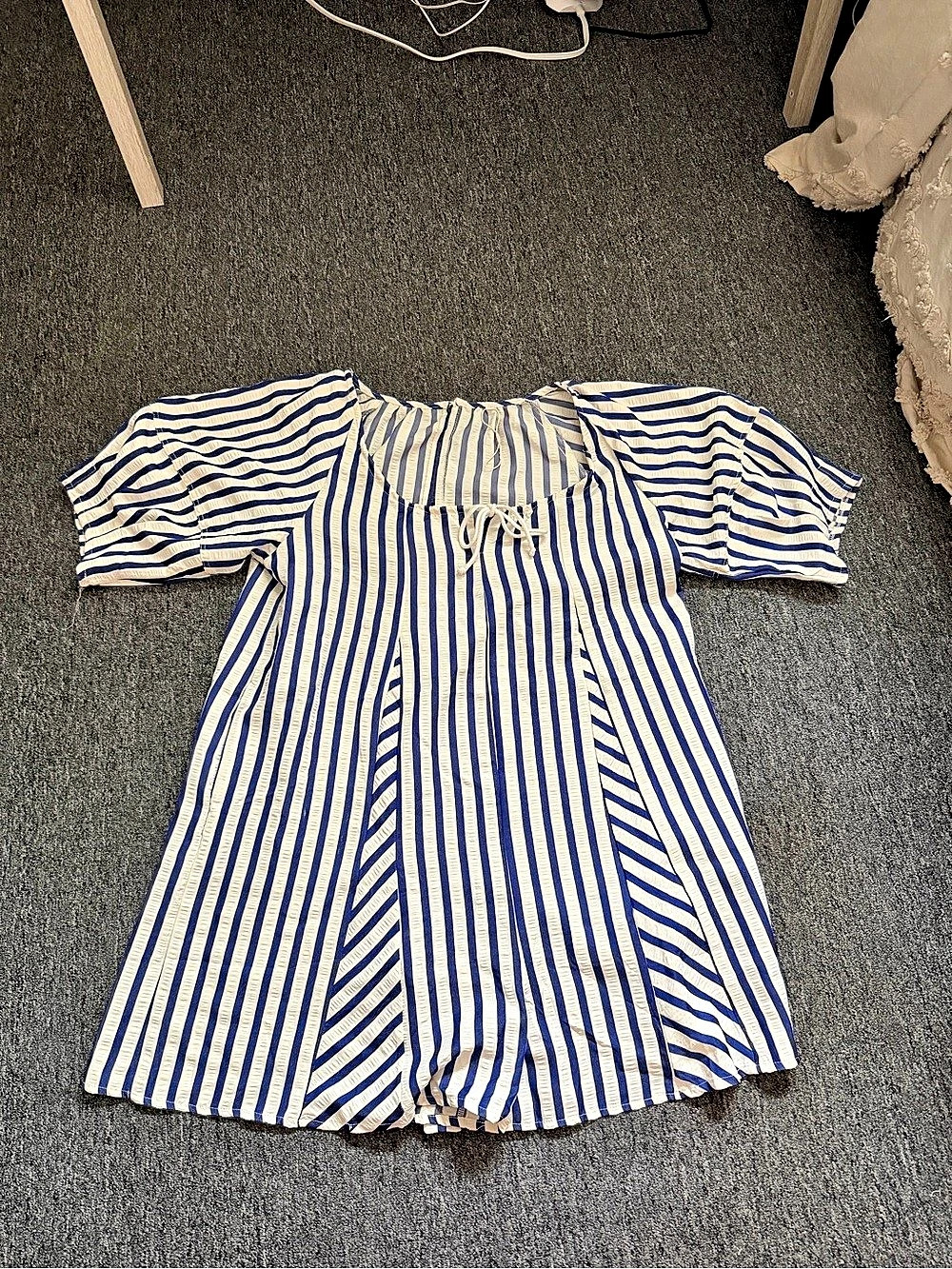 Women’s Blue & White Striped Romper